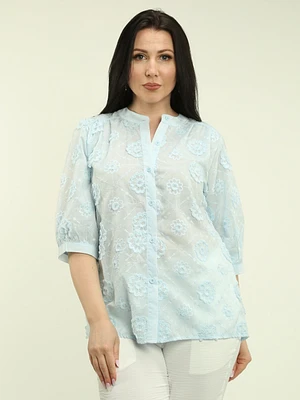Floral Embroidered Button-Down Blouse
