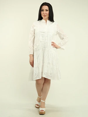 Bell Sleeves Eyelet Tiered Dress