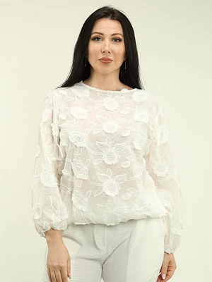 Floral Embroidered Cotton Blouse