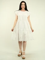 Ruffle Sleeve Eyelet Tiered Dress
