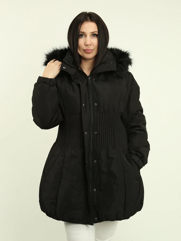 Faux Fur Detachable Hooded Jacket