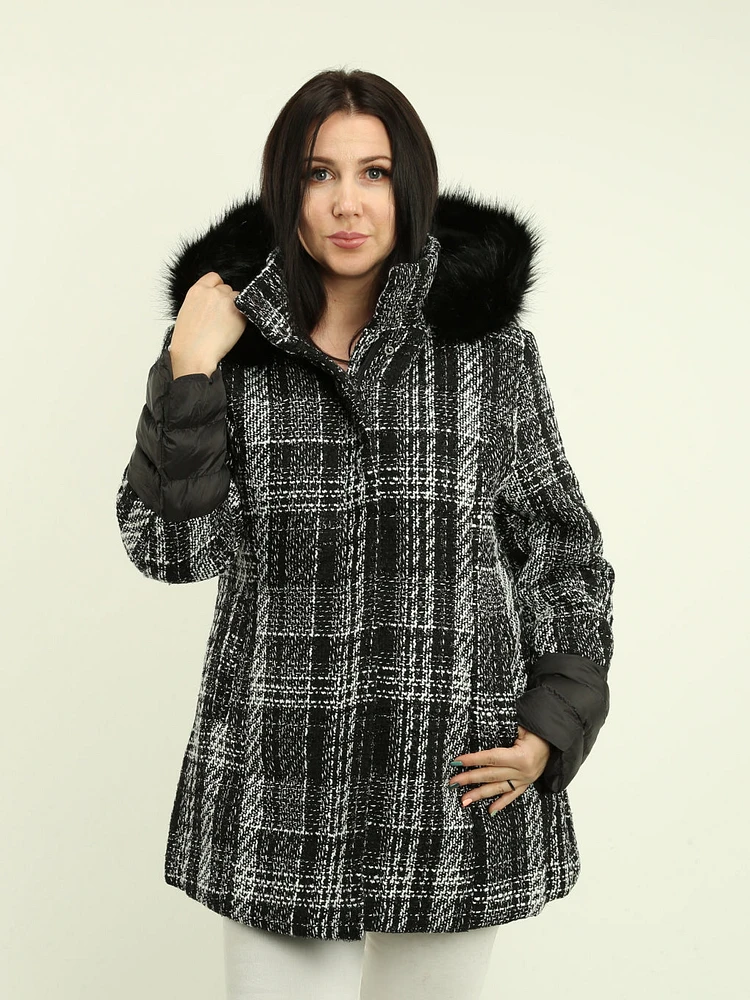 Boucle Weave Detachable Hood Jacket