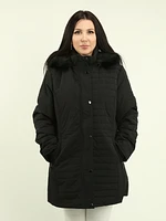 Faux Fur Detachable Hooded Coat