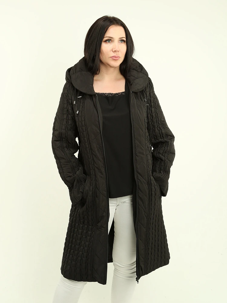 Bubble Neck Block Quilted Jacket