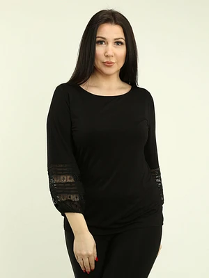 Mesh & Crochet Sleeve Top