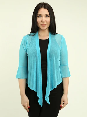 Bell Sleeve Mesh Tie-Front Cardigan