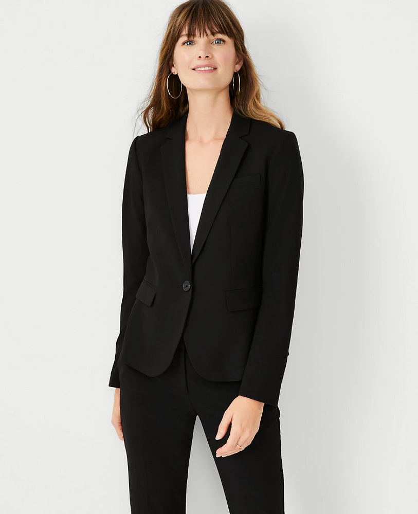 Ann Taylor The Petite One-Button Blazer Seasonless Stretch 00 Women's