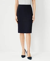 Ann Taylor Petite Ponte Pencil Skirt Size 00 Atlantic Navy Women's