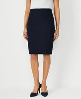 Ann Taylor The Petite Seamed Pencil Skirt Seasonless Stretch Perfect Navy Women's