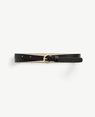 Ann Taylor Skinny Leather Belt Black Women's