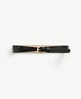 Ann Taylor Skinny Leather Belt Black Women's