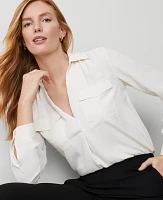 Ann Taylor Camp Shirt Winter White Women's