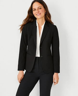 Ann Taylor The Long Two-Button Blazer Seasonless Stretch Core Black Women's