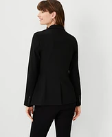 Ann Taylor The Long One-Button Blazer Bi-Stretch Black Women's