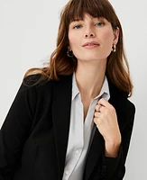 Ann Taylor The Long One-Button Blazer Bi-Stretch Black Women's