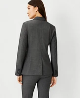 Ann Taylor The Long One-Button Blazer Bi-Stretch Dark Grey Women's