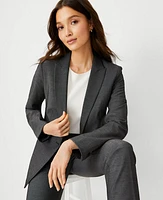 Ann Taylor The Long One-Button Blazer Bi-Stretch Dark Grey Women's