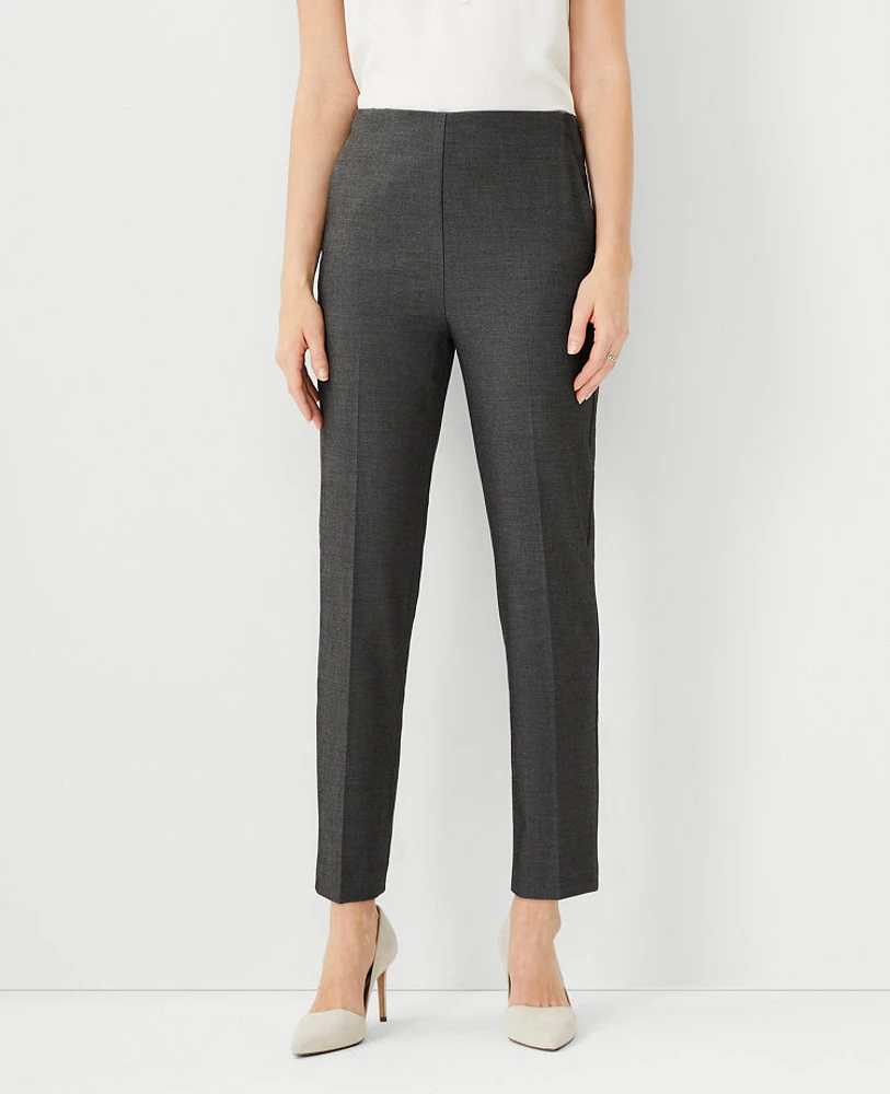 Ann Taylor The Petite Side Zip Ankle Pant Bi-Stretch Dark Grey Women's