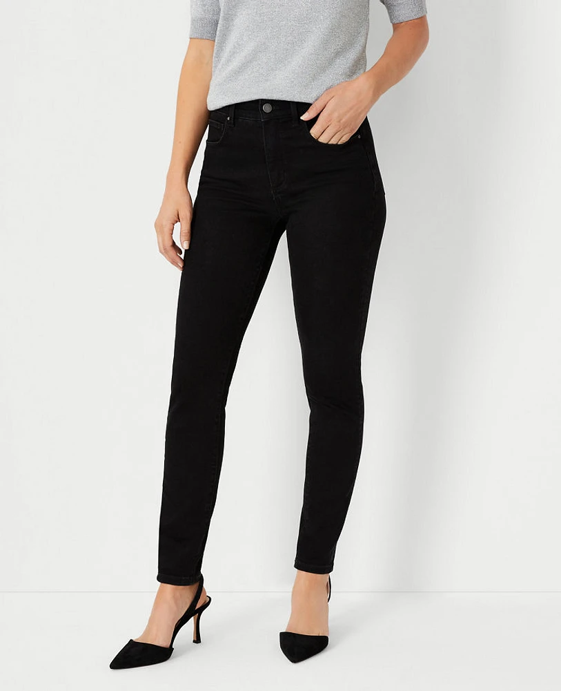 Ann Taylor Mid Rise Skinny Jeans Jet Black Wash