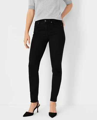 Ann Taylor Mid Rise Skinny Jeans Jet Black Wash - Curvy Fit Women's