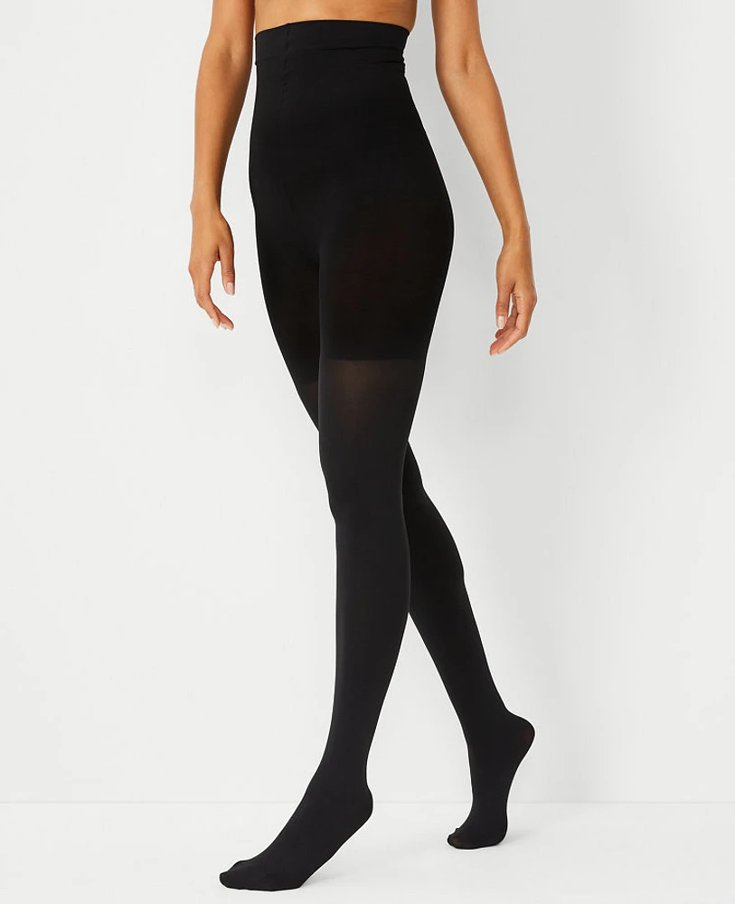 Ann Taylor Opaque High Waist Control Top Tights Black Women's