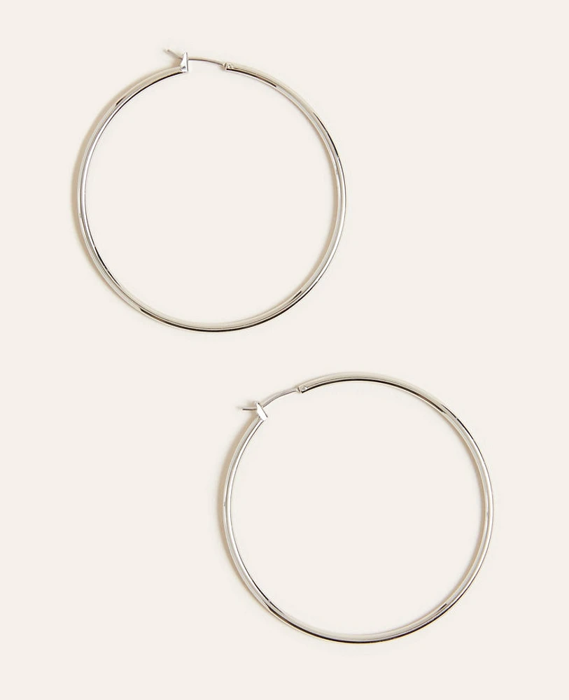 Ann Taylor Essential Hoop Earrings Silver Women's