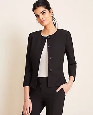 Ann Taylor The Pleated Crewneck Jacket in Seasonless Stretch