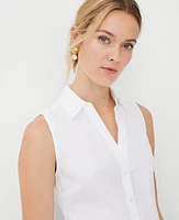 Ann Taylor Sleeveless Essential Shirt White Women's