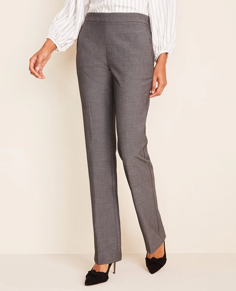 Ann Taylor The Petite Side Zip Straight Pant Bi-Stretch Dark Grey Women's