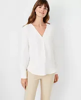 Ann Taylor Mixed Media Pleat Front Top