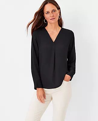 Ann Taylor Mixed Media Pleat Front Top