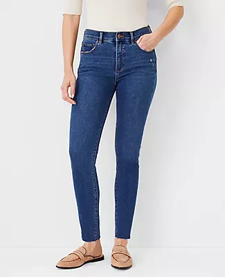 Ann Taylor Sculpting Pocket Mid Rise Skinny Jeans Stone Wash