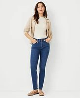 Ann Taylor Sculpting Pocket Mid Rise Skinny Jeans in Mid Stone Wash Size 00 Women's