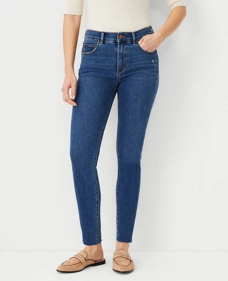 Ann Taylor Sculpting Pocket Mid Rise Skinny Jeans in Mid Stone Wash Size 00 Women's