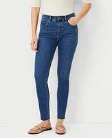 Ann Taylor Sculpting Pocket Mid Rise Skinny Jeans in Mid Stone Wash Size 00 Women's