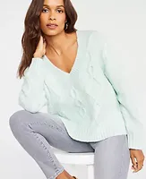 Ann Taylor V-Neck Cable Sweater