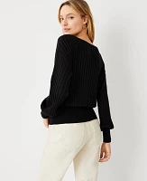 Ann Taylor Ribbed Bell Sleeve Sweater Size XL Black Women's