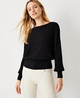 Ann Taylor Ribbed Bell Sleeve Sweater Size XL Black Women's