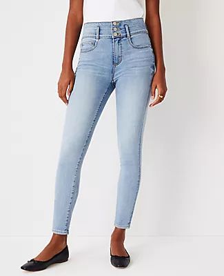 Ann Taylor Sculpting Pocket High Rise Skinny Jeans in Authentic Light Indigo Wash