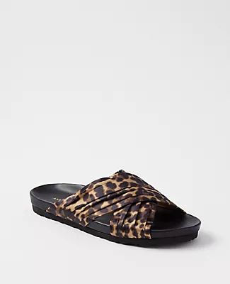 Ann Taylor Riley Leopard Print Flat Slide Sandals