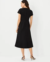 Ann Taylor The Midi Flare Dress Double Knit Black Women's