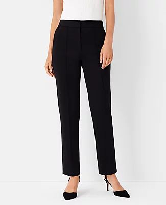 Ann Taylor The High Rise Pintucked Straight Leg Pant Double Knit