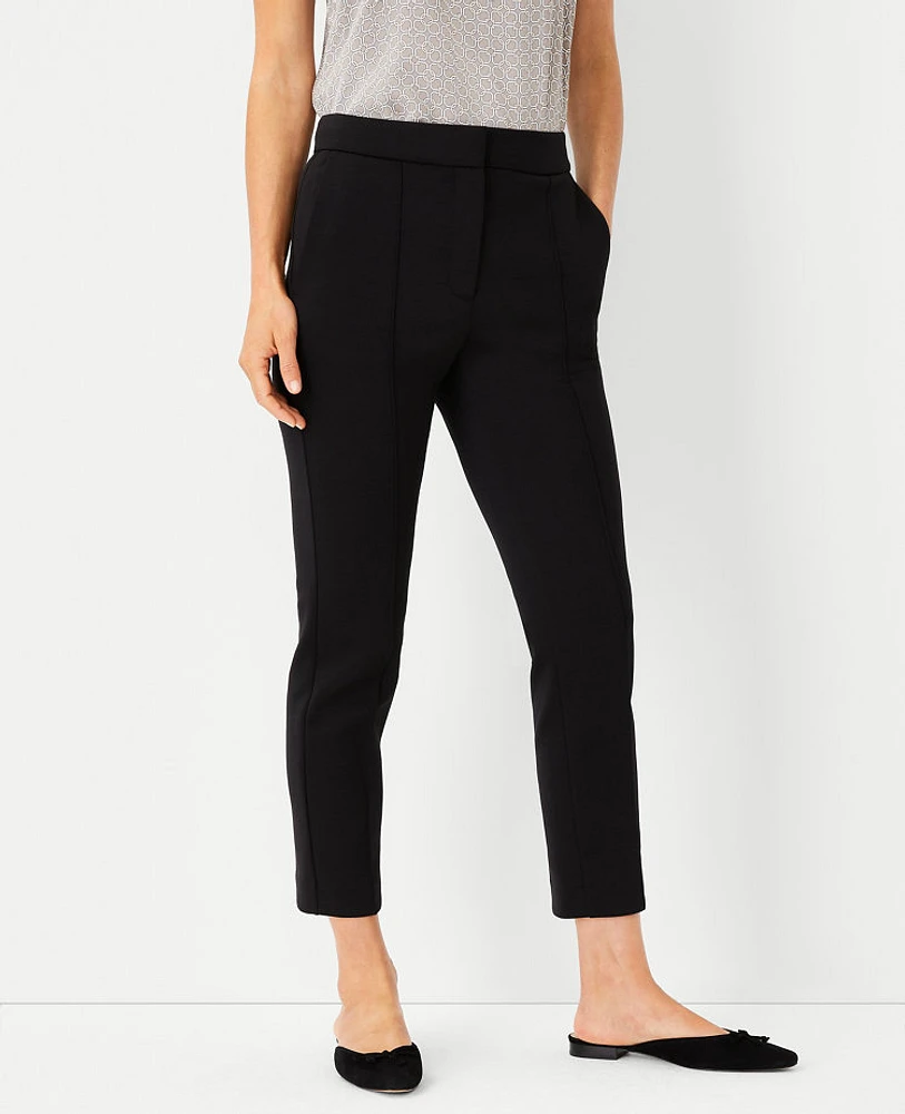 Ann Taylor The Petite Pintucked Ankle Pant Double Knit Black Women's