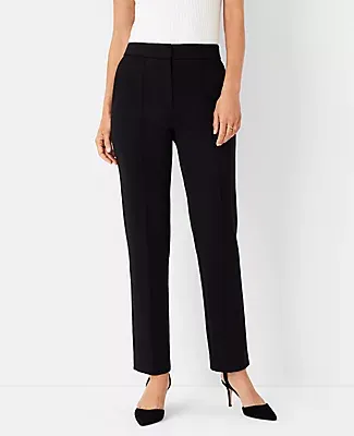 Ann Taylor The Petite Pintucked Straight Leg Pant Double Knit