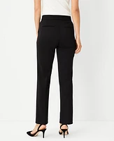 Ann Taylor The Petite Pintucked Straight Leg Pant Double Knit Black Women's