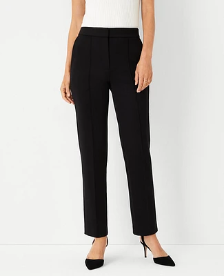 Ann Taylor The Petite Pintucked Straight Leg Pant Double Knit Black Women's