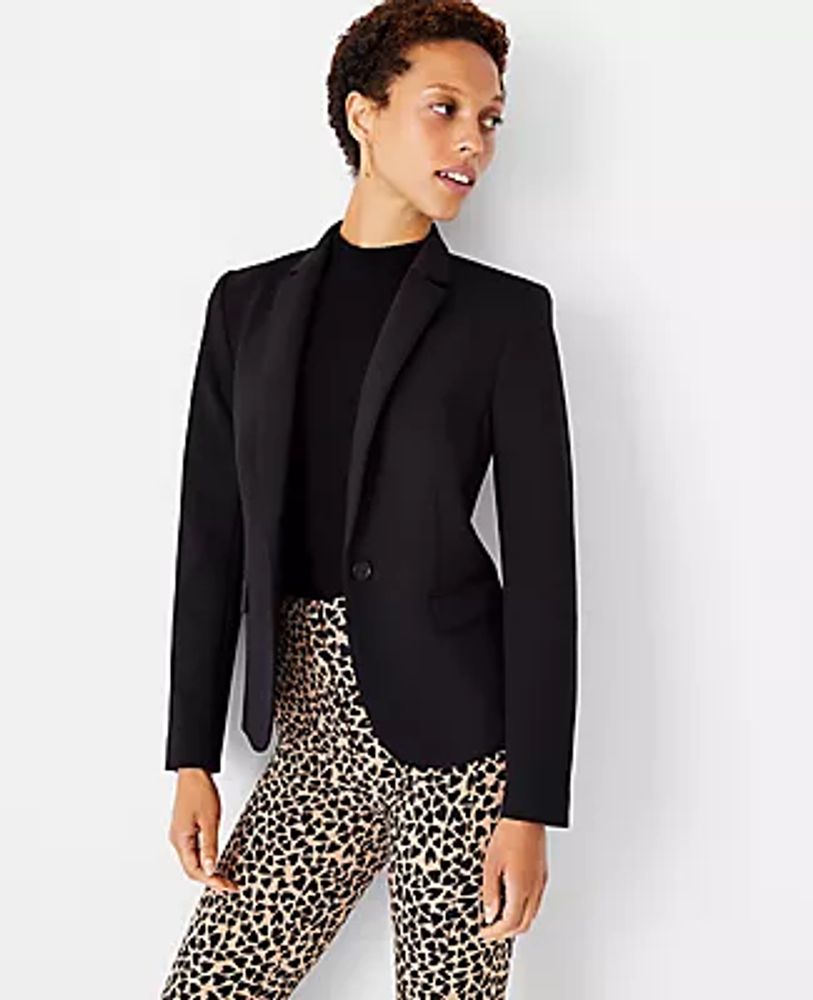 Petite One-Button Blazer Double Knit 