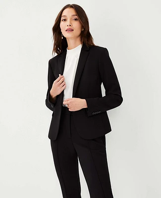 Ann Taylor The Petite One-Button Blazer Double Knit Black Women's