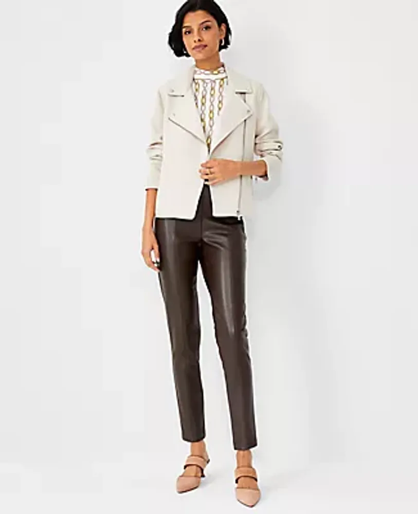 Ann Taylor The Petite Faux Leather Seamed Side Zip Legging