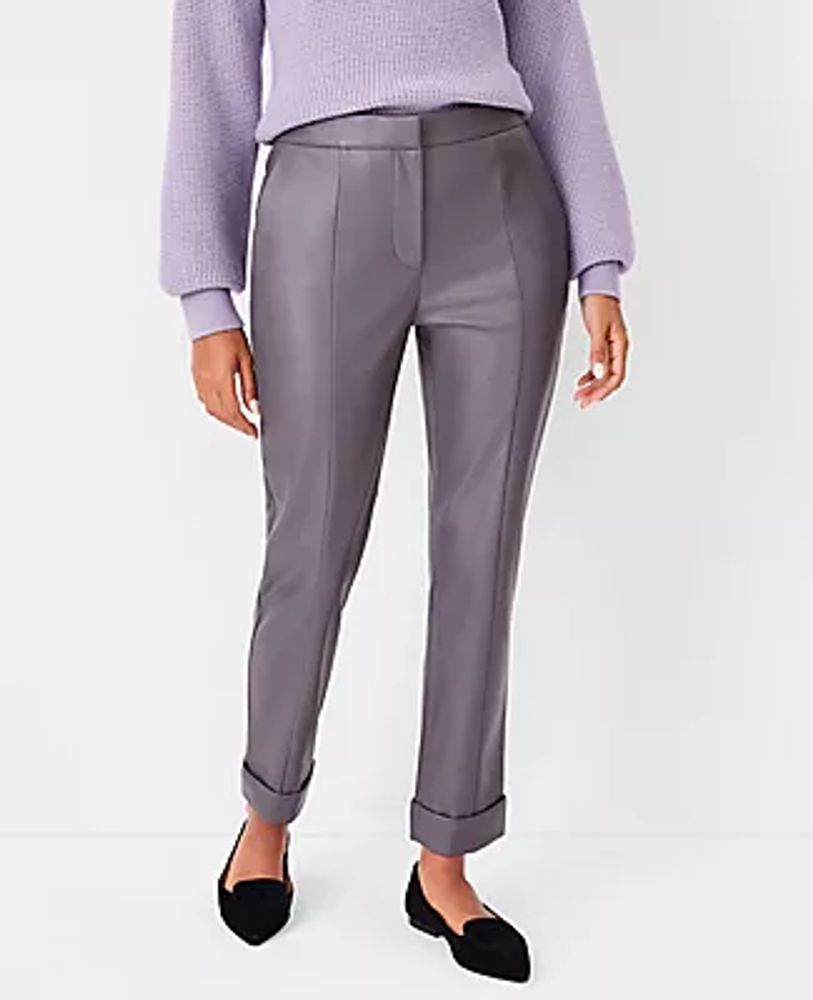 Ann Taylor The Petite Faux Leather High Waist Ankle Pant - Curvy Fit